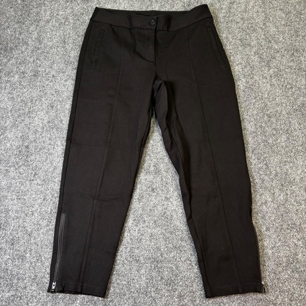Betabrand Black Petite Cropped Zip Ankle Pants Medium Petite Womens Dress Casual
